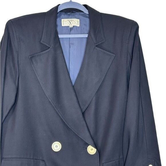 Valentino Miss V Vintage Double Breasted Navy Wool Blazer Dress| Size M - Picture 10 of 13